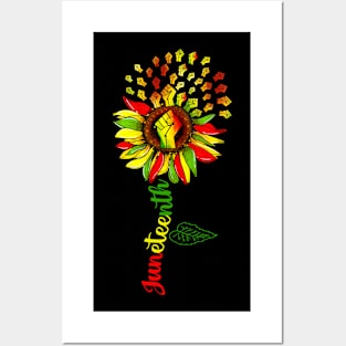 Juneteenth Sunflower Fist Black History African American Posters and Art